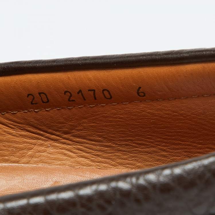 Pre Owned Prada Brown Leather Slip On Loafers Size 39.5