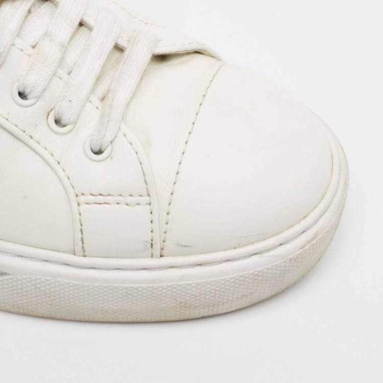 Pre Owned Prada White Leather Low Top Sneakers Size 45.5