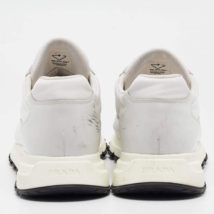 Pre Owned Prada White Leather Prax 01 Low Top Sneakers Size 45.5
