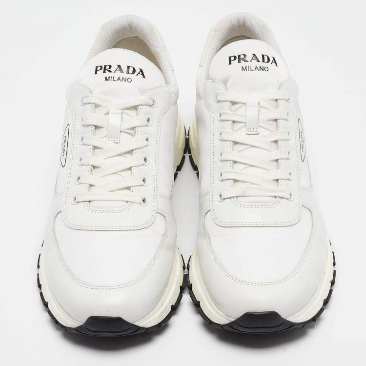 Pre Owned Prada White Leather Prax 01 Low Top Sneakers Size 45.5