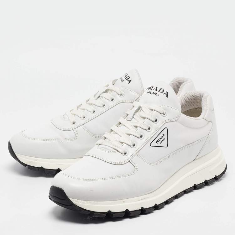 Pre Owned Prada White Leather Prax 01 Low Top Sneakers Size 45.5