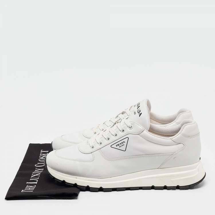 Pre Owned Prada White Leather Prax 01 Low Top Sneakers Size 45.5