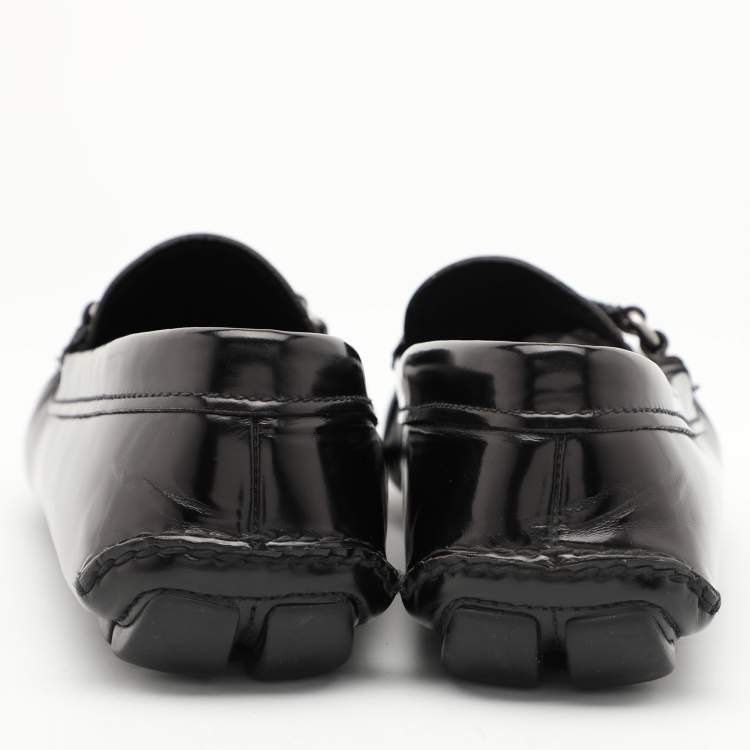 مملوكة مسبقًا Prada Black Leather Slip On Loafers Size 42.5
