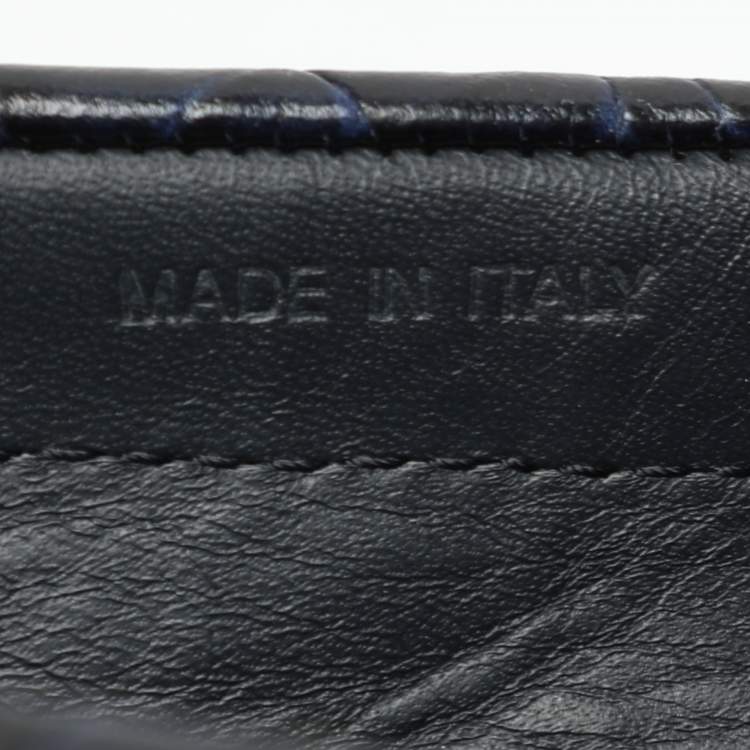 Pre Owned Prada Navy Blue Croc Embossed Leather Penny Loafers Size 41.5