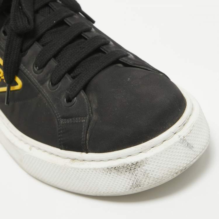 Pre Owned Prada Black Canvas Gabardine Lace Up Sneakers Size 44