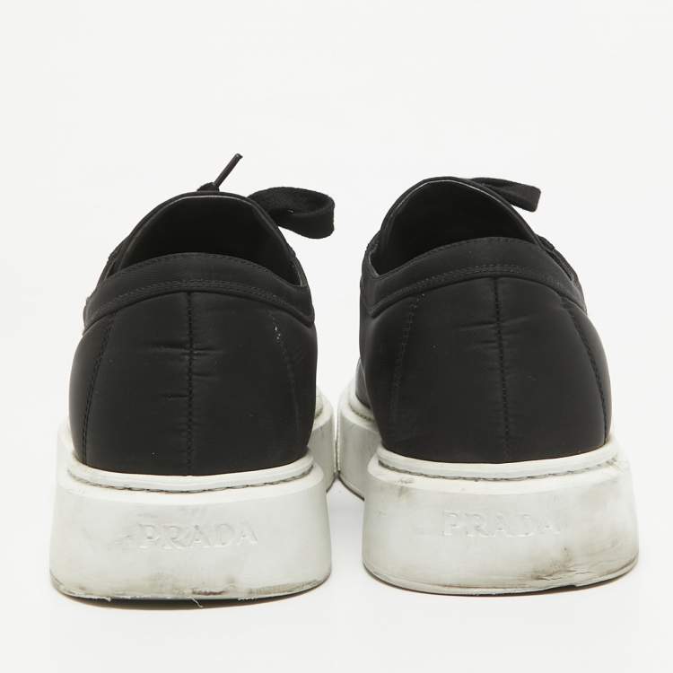 Pre Owned Prada Black Canvas Gabardine Lace Up Sneakers Size 44