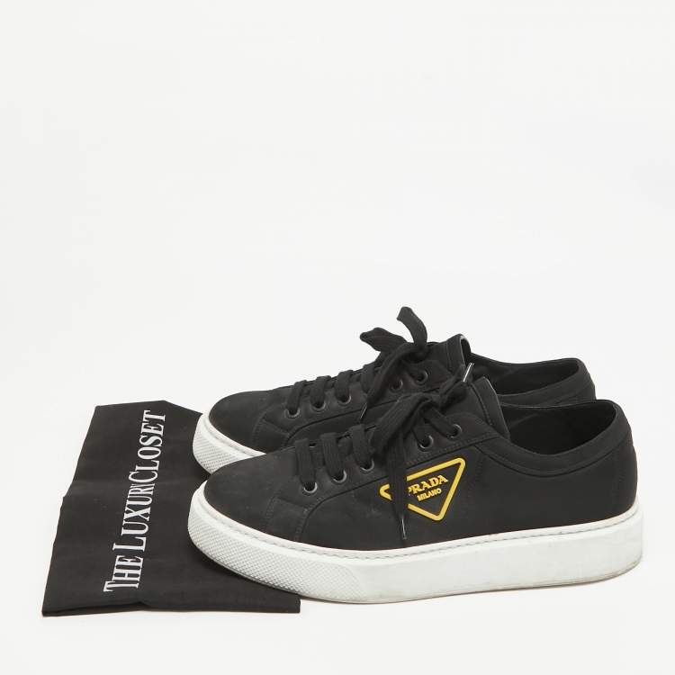 Pre Owned Prada Black Canvas Gabardine Lace Up Sneakers Size 44