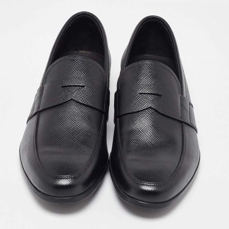 Pre Owned Prada Black Leather Penny Loafers Size 39.5