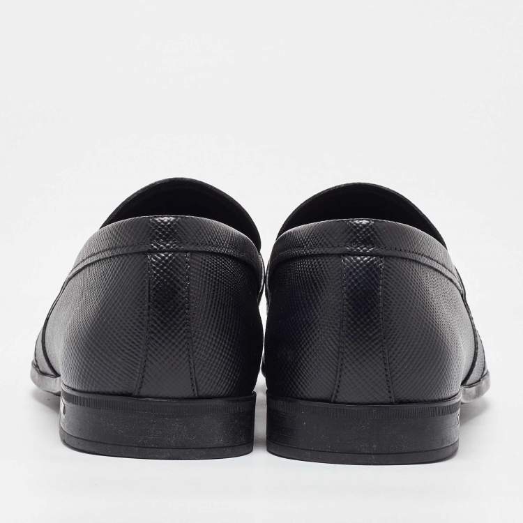 Pre Owned Prada Black Leather Penny Loafers Size 39.5