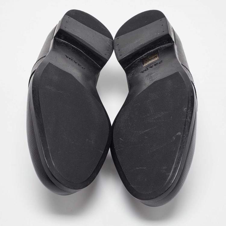 Pre Owned Prada Black Leather Penny Loafers Size 39.5