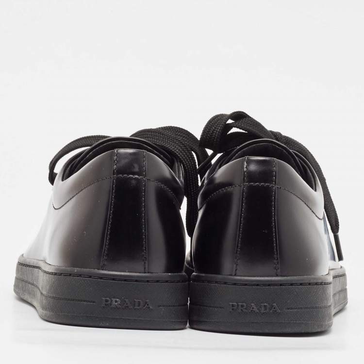 Pre Owned Prada Black Brushed Leather Low Top Sneakers Size 39