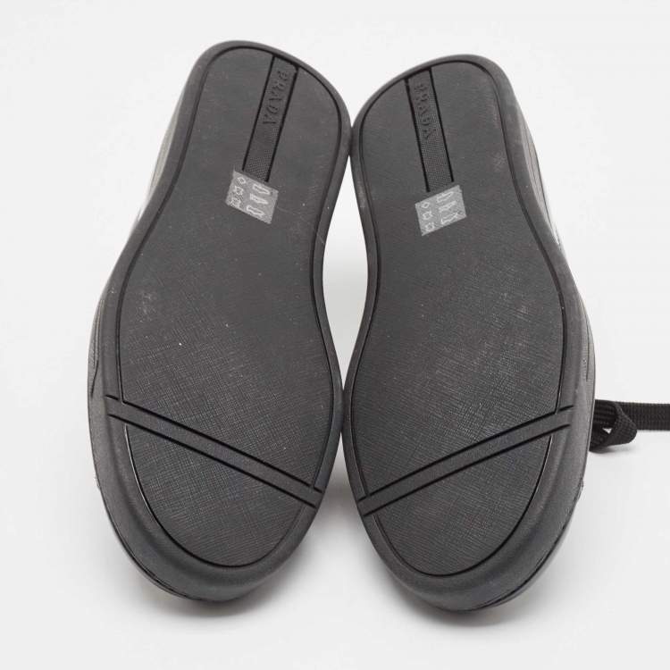 Pre Owned Prada Black Brushed Leather Low Top Sneakers Size 39