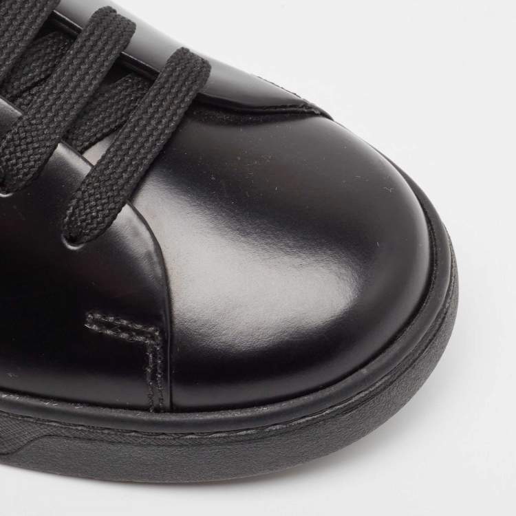 Pre Owned Prada Black Brushed Leather Low Top Sneakers Size 39