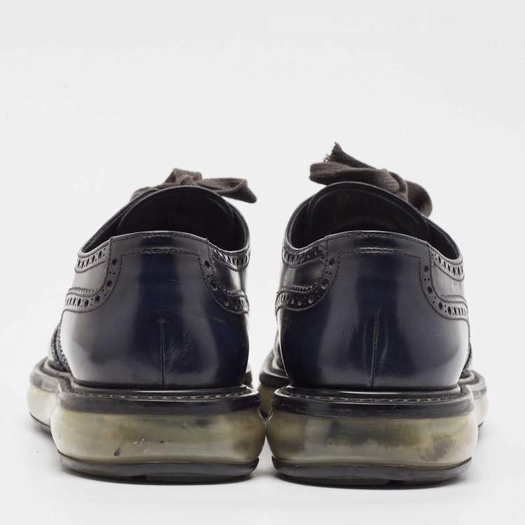 Pre Owned Prada Navy Blue Leather Darby Sandals Size 42