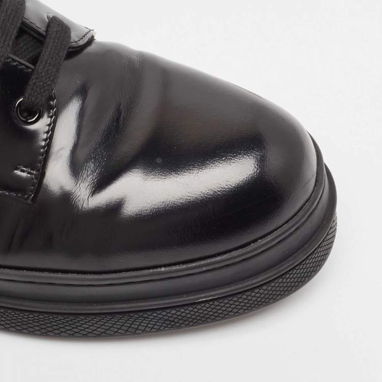 Pre Owned Prada Black Leather Lace Up Oxford Sneakers Size 41