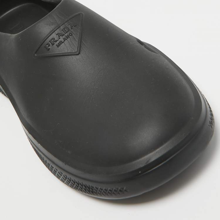 Pre Owned Prada Black Rubber Slip On Mules Size 42