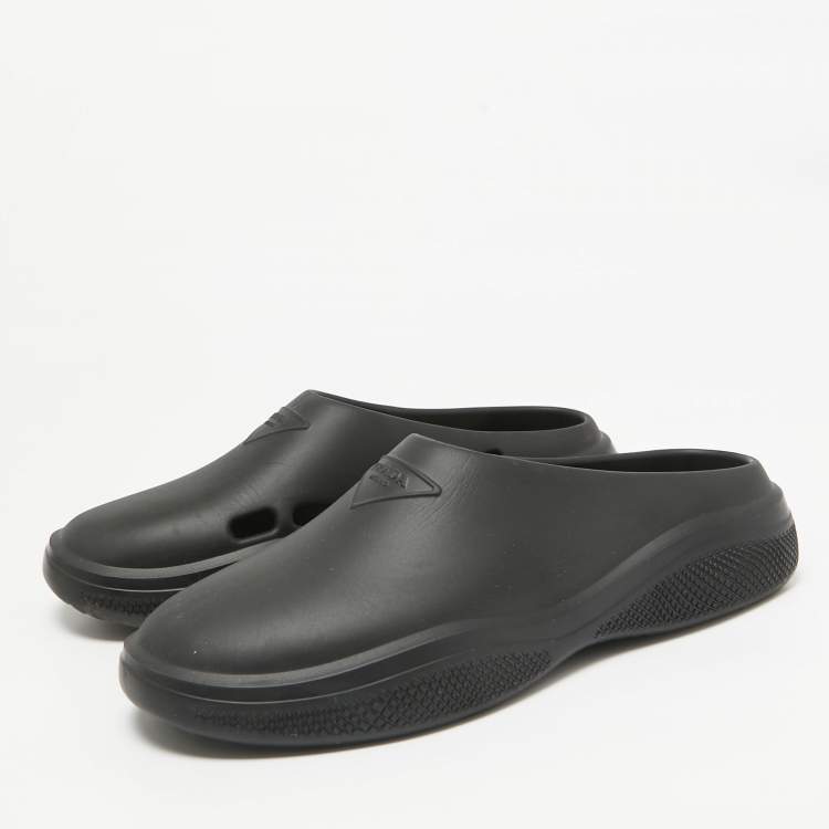 Prada Black Rubber Slip On Mules Size 42 Prada | TLC