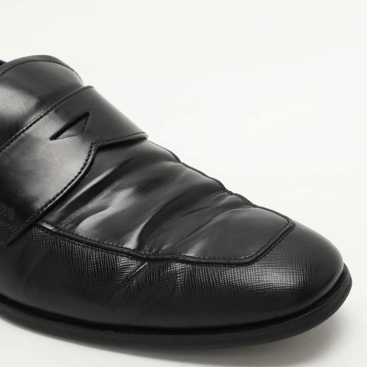 Pre Owned Prada Black Leather Penny Loafers Size 42