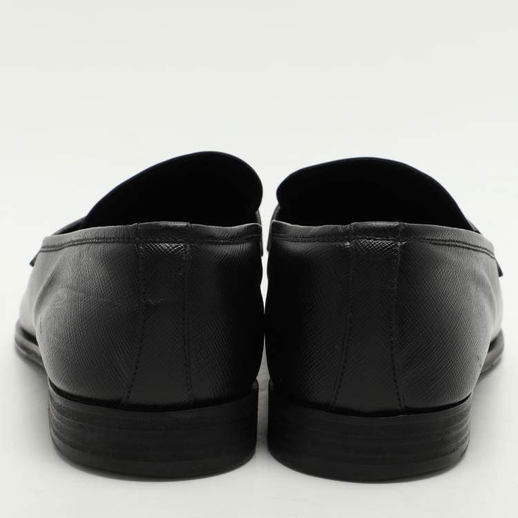 Pre Owned Prada Black Leather Penny Loafers Size 42
