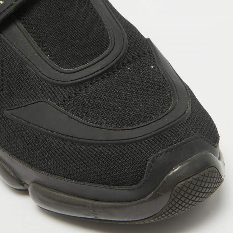 Pre Owned Prada Black Knit Fabric and Rubber Cloudbust Sneakers Size 42