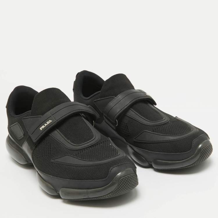 Pre Owned Prada Black Knit Fabric and Rubber Cloudbust Sneakers Size 42