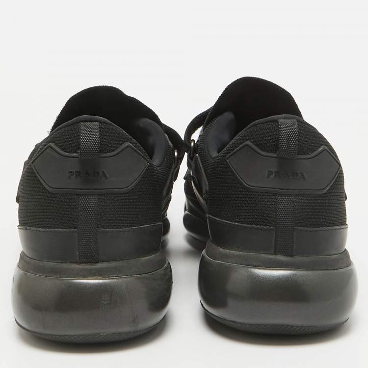 Pre Owned Prada Black Knit Fabric and Rubber Cloudbust Sneakers Size 42
