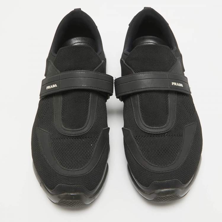 Pre Owned Prada Black Knit Fabric and Rubber Cloudbust Sneakers Size 42