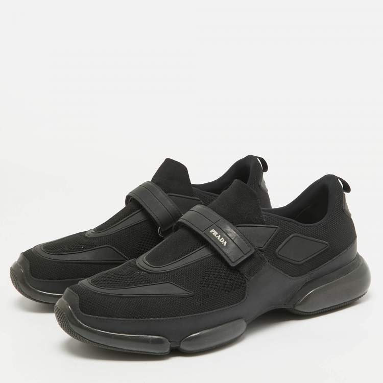 Pre Owned Prada Black Knit Fabric and Rubber Cloudbust Sneakers Size 42