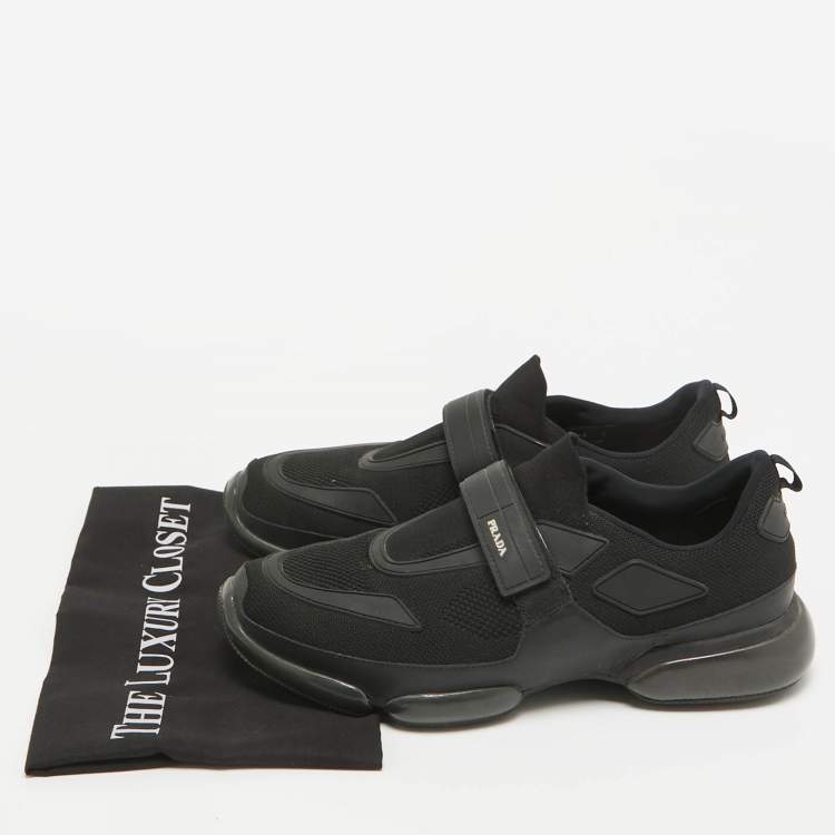 Pre Owned Prada Black Knit Fabric and Rubber Cloudbust Sneakers Size 42