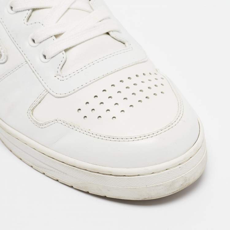 Pre Owned Prada White Leather Downtown Low Top Sneakers Size 42.5