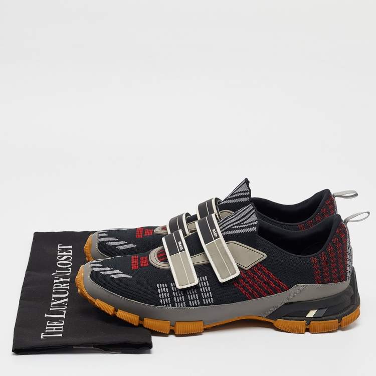 Pre Owned Prada Multicolor Knit Fabric Lace Up Sneakers Size 40
