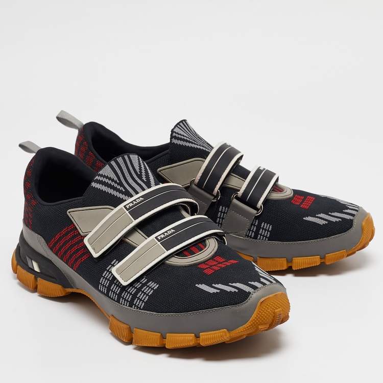 Pre Owned Prada Multicolor Knit Fabric Lace Up Sneakers Size 40