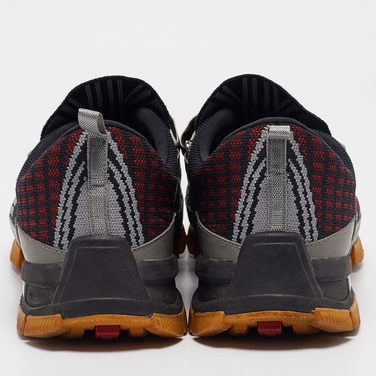 Pre Owned Prada Multicolor Knit Fabric Lace Up Sneakers Size 40