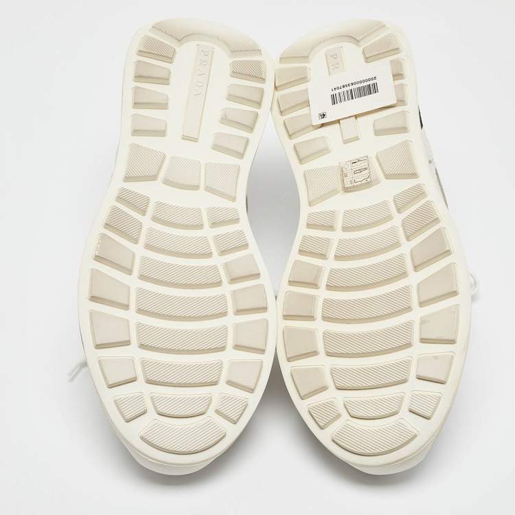 Pre Owned Prada White Leather Mechano Sneakers Size 43