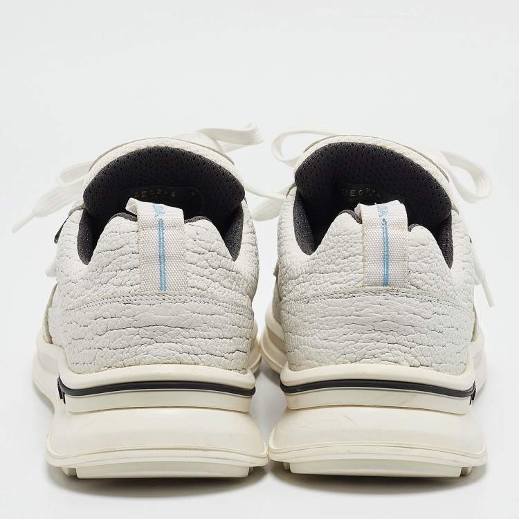 Pre Owned Prada White Leather Mechano Sneakers Size 43