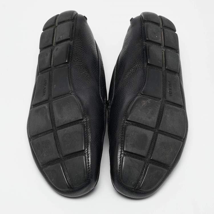 Pre Owned Prada Black Leather Penny Slip On Loafers Size 43.5