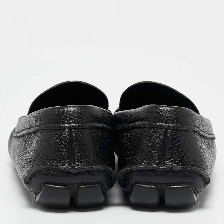 Pre Owned Prada Black Leather Penny Slip On Loafers Size 43.5