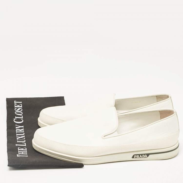 Pre Owned Prada White Leather Saint Tropez Sneakers Size 43