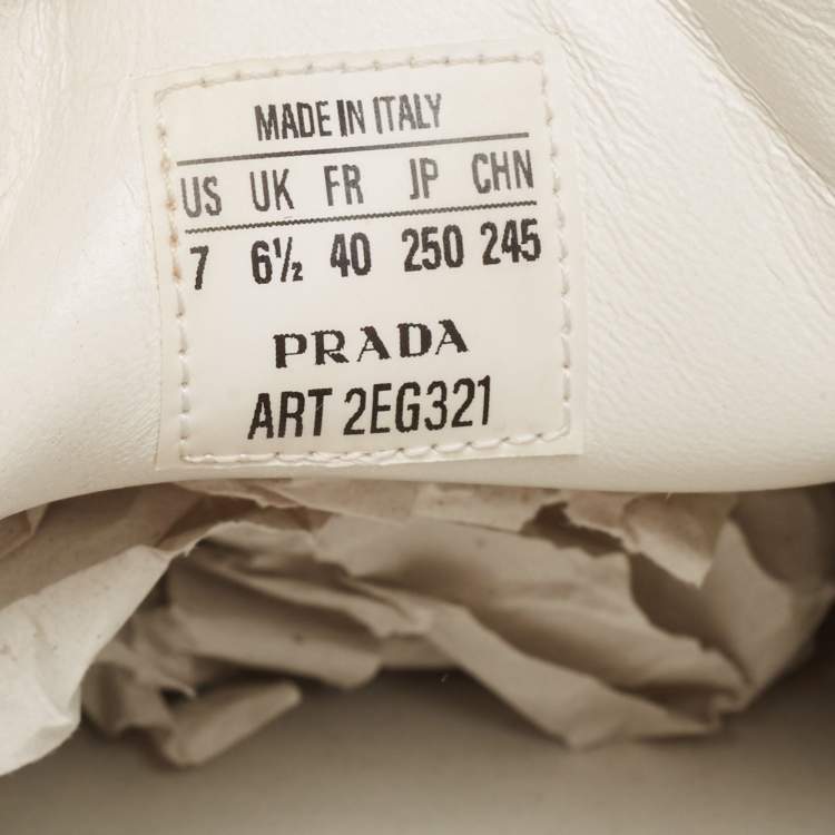 مملوكة مسبقًا Prada X Adidas White/Black Leather Superstar Lace Up Sneakers Size 40