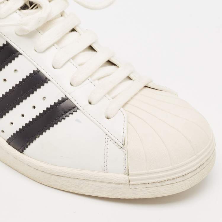 مملوكة مسبقًا Prada X Adidas White/Black Leather Superstar Lace Up Sneakers Size 40