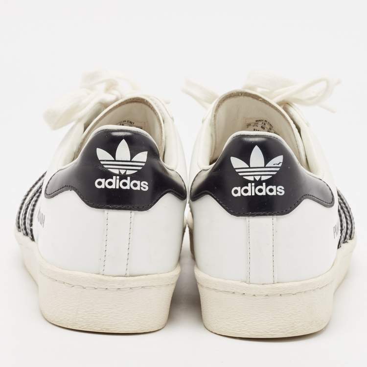 مملوكة مسبقًا Prada X Adidas White/Black Leather Superstar Lace Up Sneakers Size 40