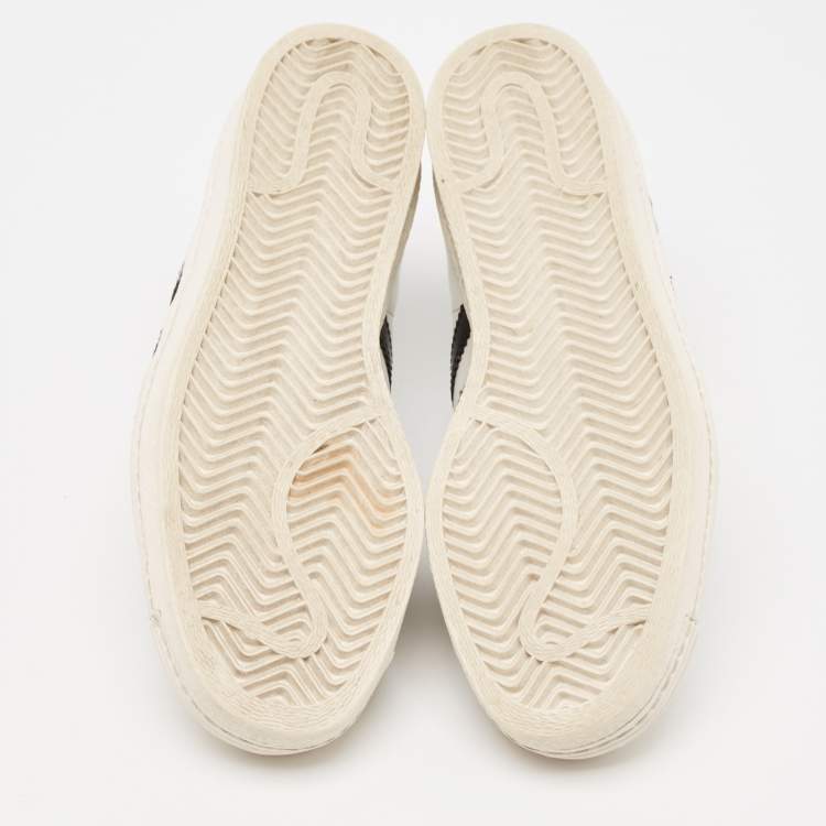 مملوكة مسبقًا Prada X Adidas White/Black Leather Superstar Lace Up Sneakers Size 40