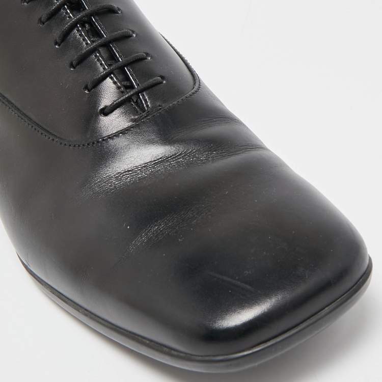 Pre Owned Prada Black Leather Lace Up Derby Size 42