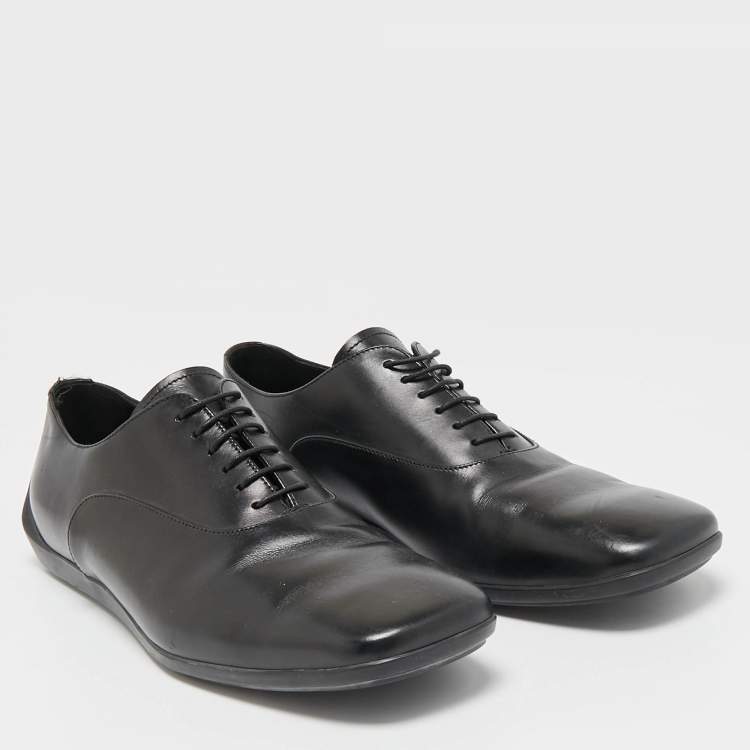 Pre Owned Prada Black Leather Lace Up Derby Size 42