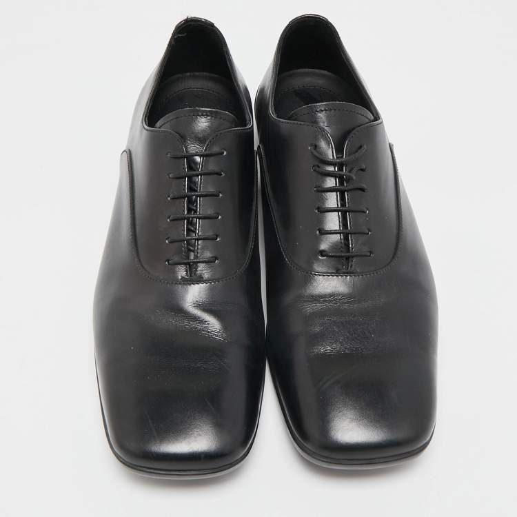 Pre Owned Prada Black Leather Lace Up Derby Size 42