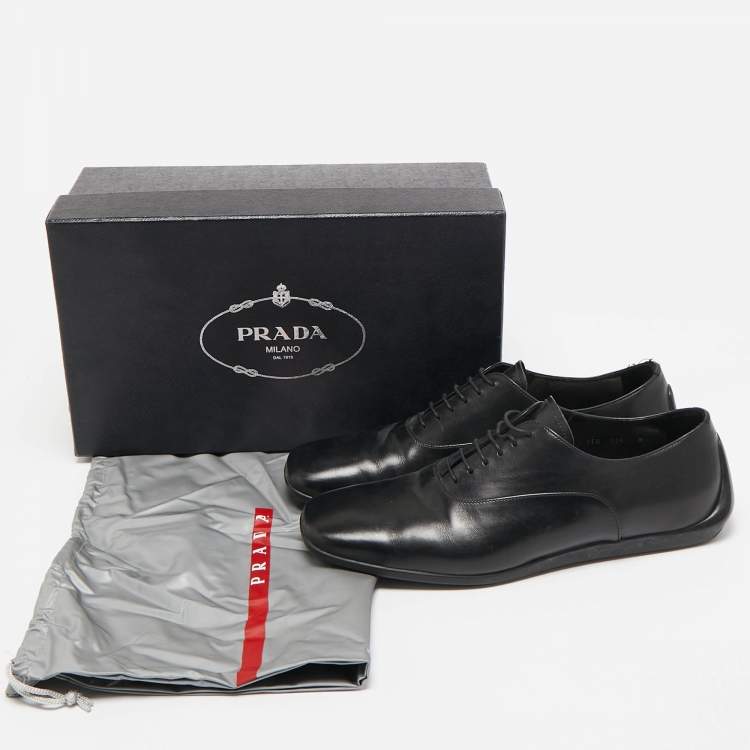 Pre Owned Prada Black Leather Lace Up Derby Size 42