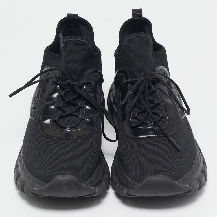Pre Owned Prada Black Fabric Lace Up Sneakers Size 45