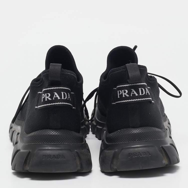 Pre Owned Prada Black Fabric Lace Up Sneakers Size 45
