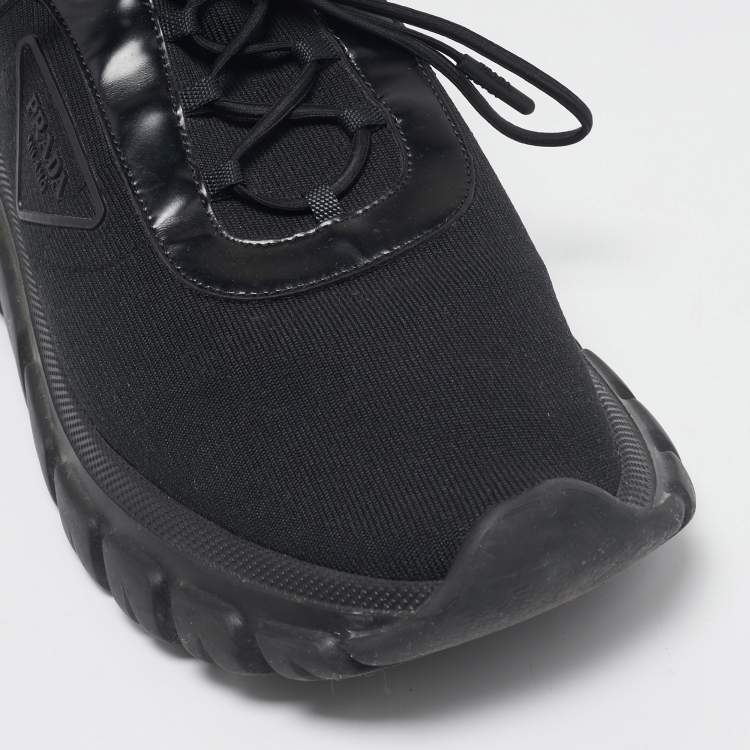 Pre Owned Prada Black Fabric Lace Up Sneakers Size 45