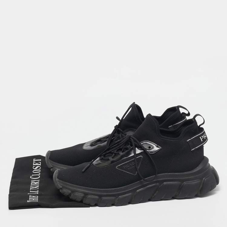 Pre Owned Prada Black Fabric Lace Up Sneakers Size 45
